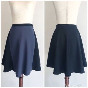 TAHARI Black Navy Skater Mini Skirt A-Line Colorblock Short Office Career Size 4